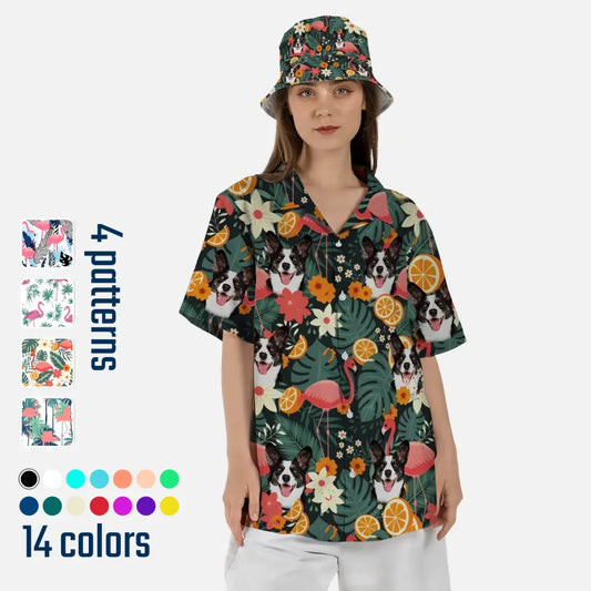 Flamingo Pal Hawaiian Shirt and Bucket Hat Duo Set